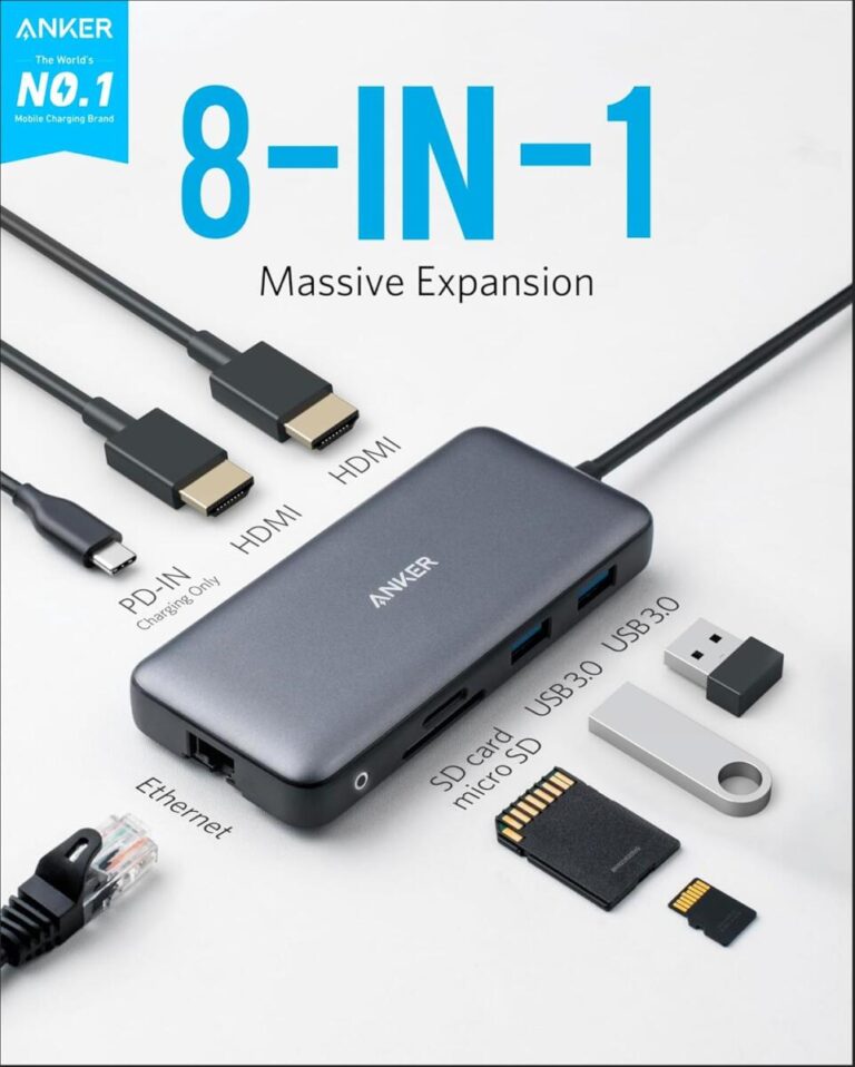 Anker Laptop Docking Station Dual Monitor, 8-in-1 USB C Hub