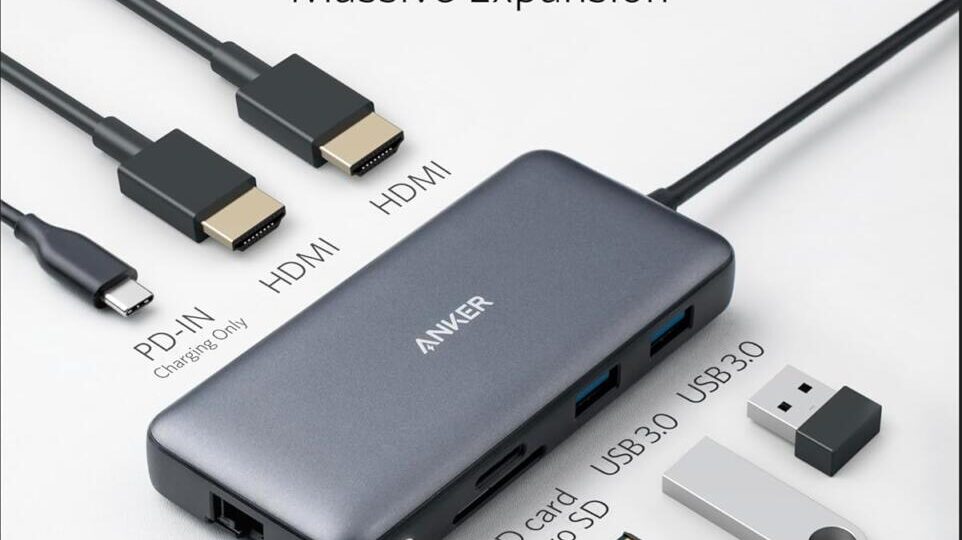 Anker Laptop Docking Station Dual Monitor, 8-in-1 USB C Hub