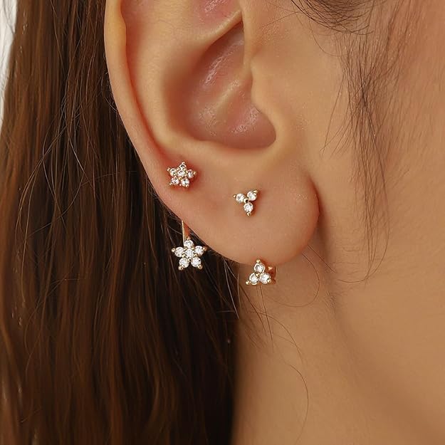 Small Gold Star Stud & Dangle Earrings
